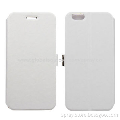 White Stand Folio Leather Cases for iPhone, Interior TPU/PC Holder with Magnetic Closure
